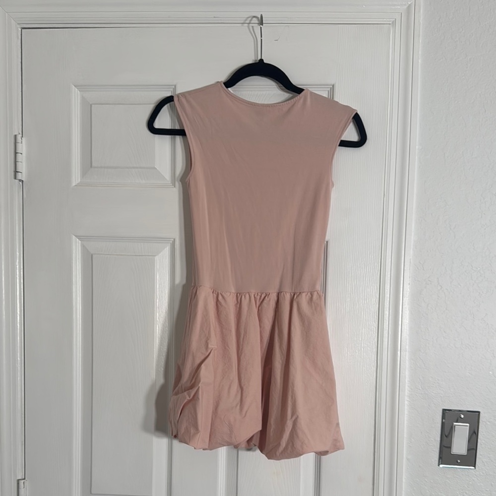 Divided Pink Pleated Mini Dress Crew Neck Sleeveless